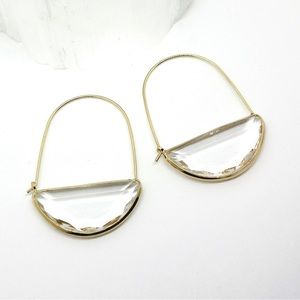 Clear Glass Crescent Hoop Earrings